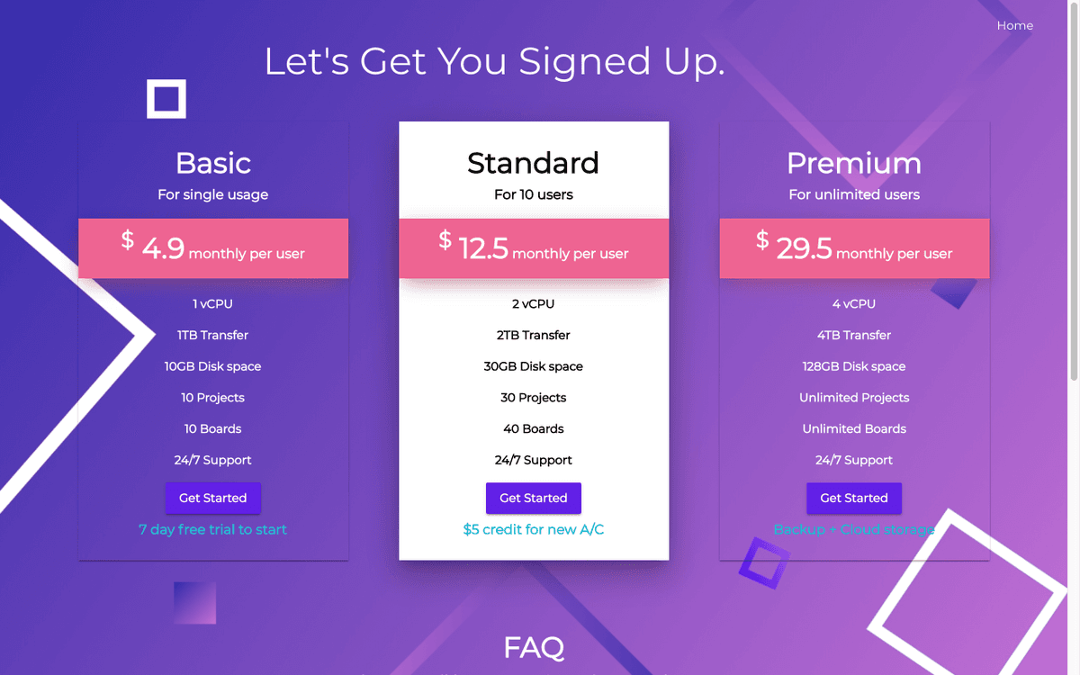 Pricing Page